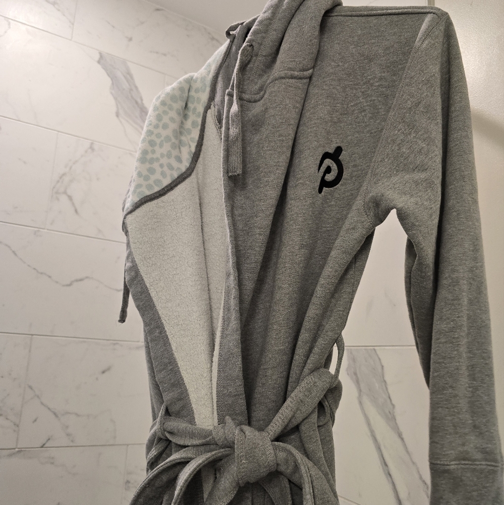 Peloton Gray Hooded Robe with Tie Waist